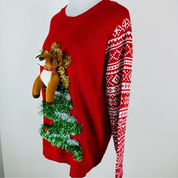 No Boundaries Reindeer Plush Ugly Christmas Sweater Size XL - Picture 6 of 9